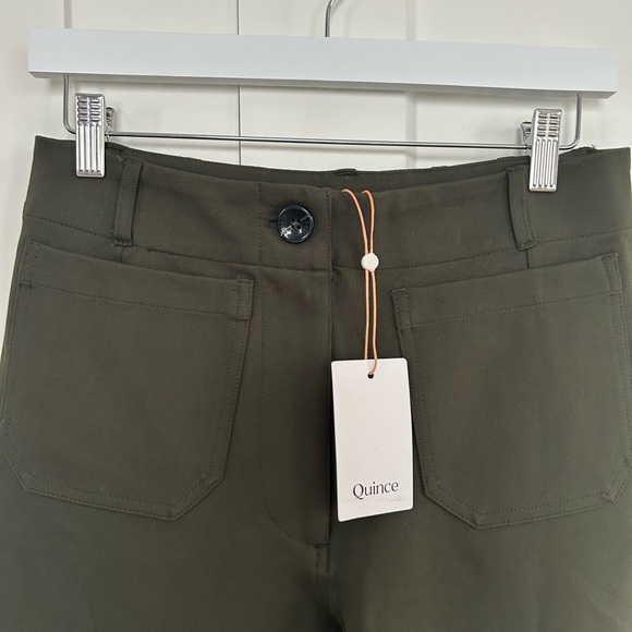 Quince Ultra Stretch Ponte Cropped Wide Leg 24” Olive Pants SZ 8 NWT - Picture 3 of 8